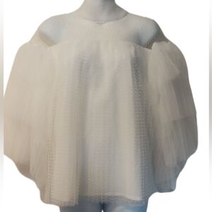 New For Her NYC white Tulle layered Ruffle sleeves top